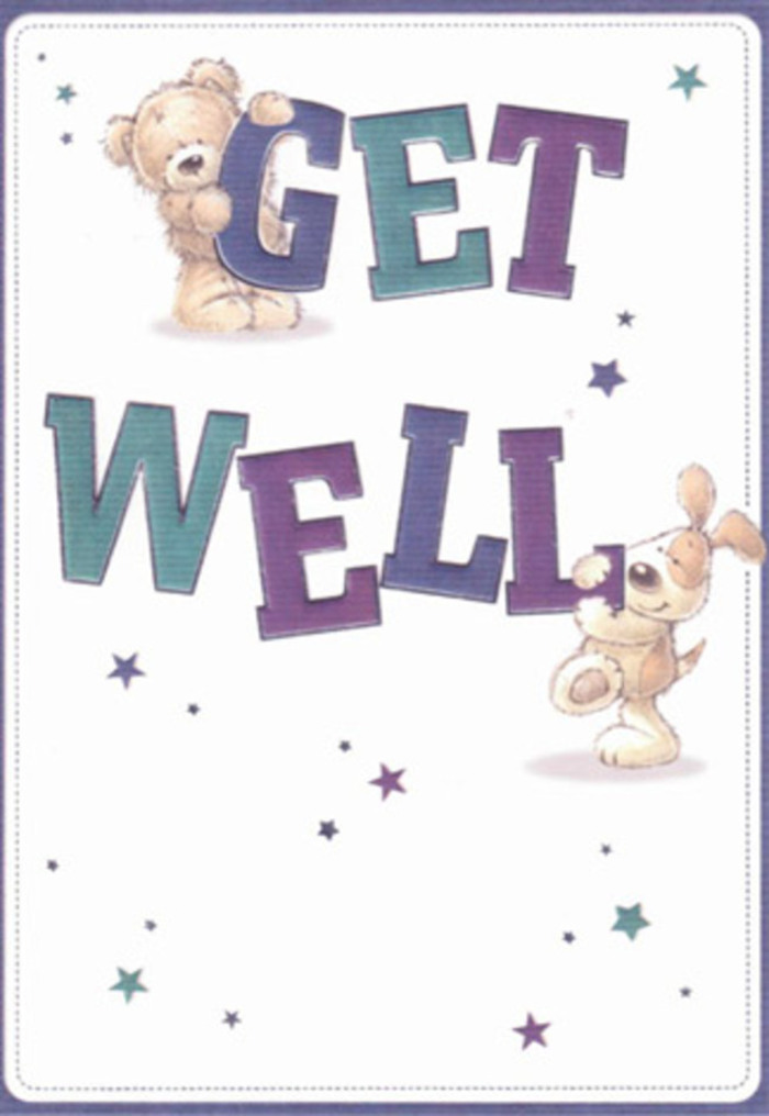 In this captivating get well card illustration, there's an unmistakable sense of warmth and positivity that echoes throughout the Eltham area. A friendly bear, covered in delicately textured fur, beams down at the bold indigo 'GET' while his faithful puppy friend, with floppy ears and sparkling eyes, adds a playful note from below the large, teal 'WELL.' Cheerful starbursts glide across the pristine white backdrop, sending good wishes shimmering as if they were gently scattered over Eltham's winding garden paths. The typography's confident strokes-filled with purples, aquas, and hints of soft blue-ground the scene in reassurance, while the lively animation of the characters makes the message all the more sincere. There's a tactile quality to the illustration, from the snuggly bear's arms to the dog's velvety coat, that nearly brings the scene to life. As a florist at Flowers Eltham, I'm reminded of arranging blooms along the high street with intentions just as thoughtful-each element chosen to soothe and uplift. Pairing this card with a fresh bouquet ready for delivery to Eltham's neighbourhoods sends not just words, but a comforting presence: a moment of light and joy designed to brighten even the dullest afternoon.